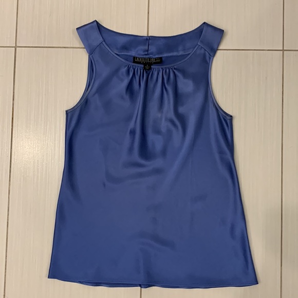 Lafayette 148 Petite Silk Charmeuse Tanks in Blue, Gold and Red - Picture 8 of 10
